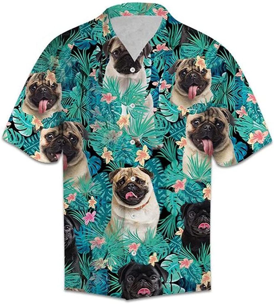 mens-hawaiian-themed-button-up-shirt-with-pug-faces-on-it